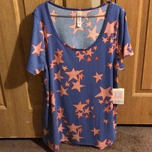 NWT LULUROE AMERICANA PERFECT T SIZE L STARS